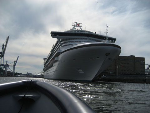 our cruise ship from the RIB boat
